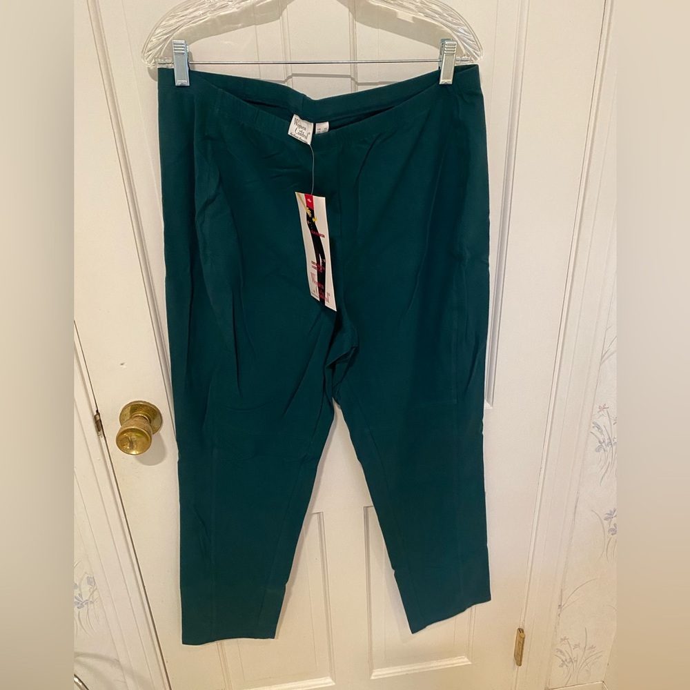 Women with Control peacock green cotton pants 1X. NWT